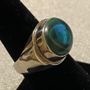 Sterling Silver & Malachite Modernist Ring